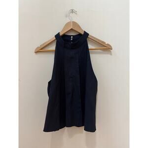 J.O.A Los Angles Sleeveless Swing Shirt Linen Blend Med Coastal Nautical Preppy